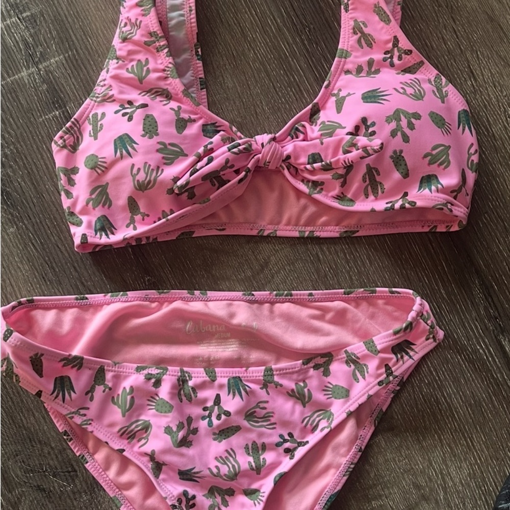 Pink Bikini Set with Cactus Print